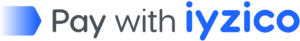 Pay with iyzico logo: a blue rounded hex badge followed by the text 'Pay with iyzico'